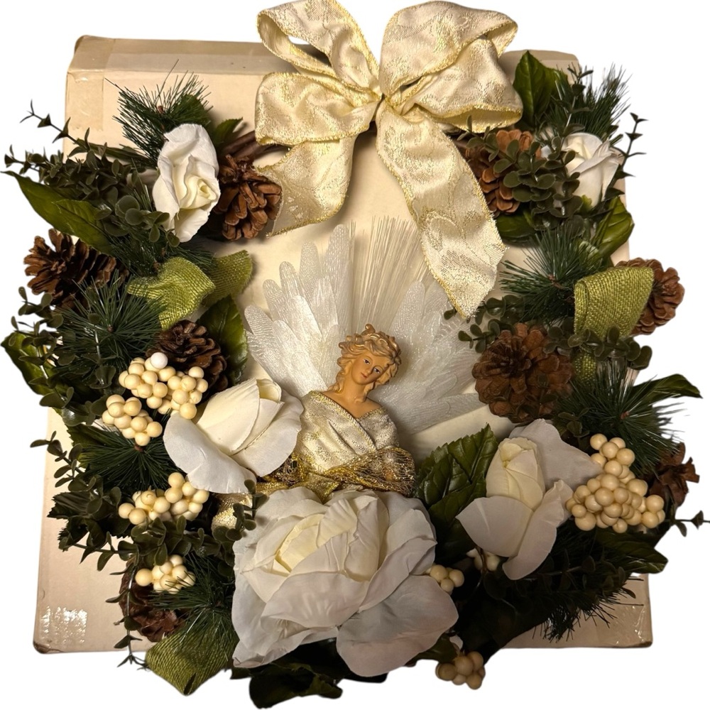 VTG Avon Fiber Optic Angel Wreath Christmas Lite Up Holiday Decoration Religious